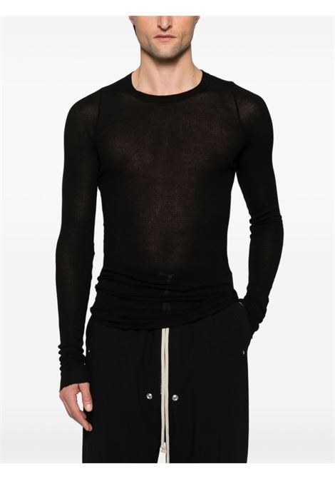 Black ribbed T-shirt Rick owens - men RICK OWENS | RU01E5250RC09